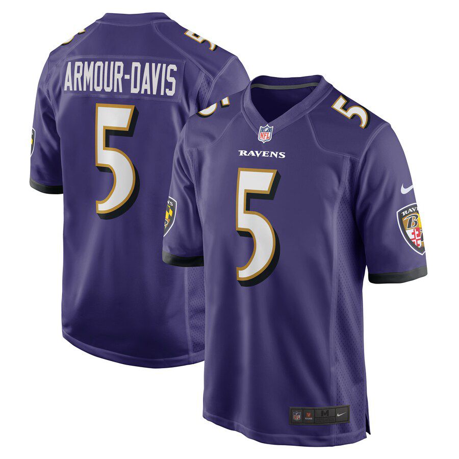 Men Baltimore Ravens #5 Jalyn Armour-Davis Nike Purple Game Player NFL Jersey